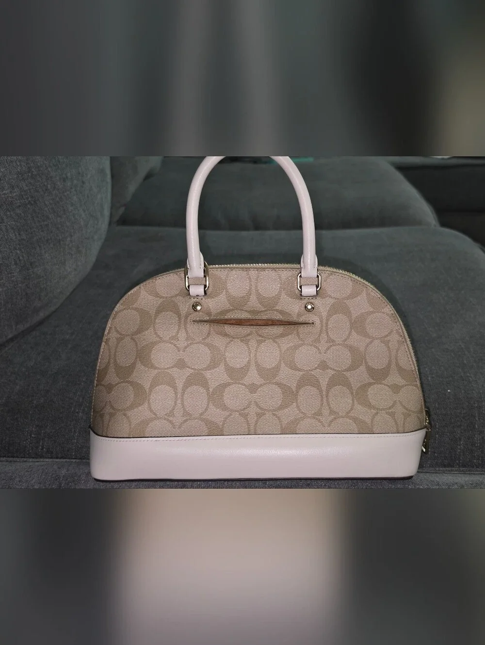 Coach Signature Dome Satchel in Light Pink and Beige